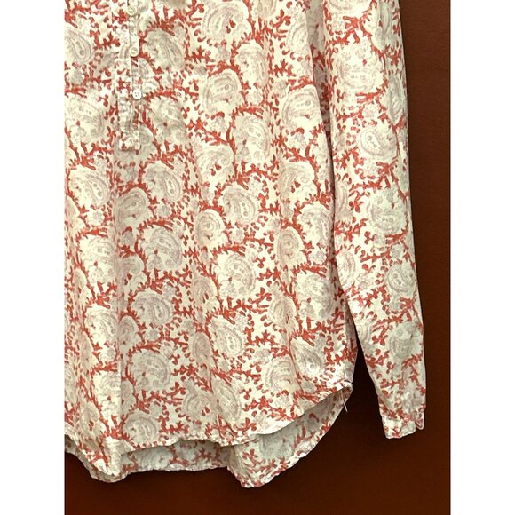 Xirena Women's Red Purple Button Up Tunic Style Paisley Printed Blouse Medium - Picture 2 of 8